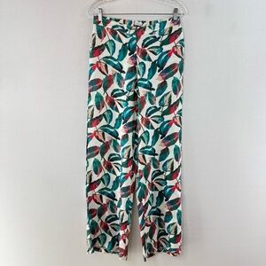 Onia Multicolor Leaf Print Palazzo Elastic Waist Pull-On Pants
